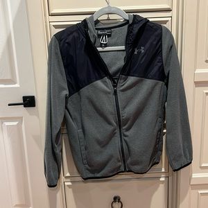 Boys SZ YMD UNDER ARMOUR hooded fleece zip up sweatshirt/ light jacket